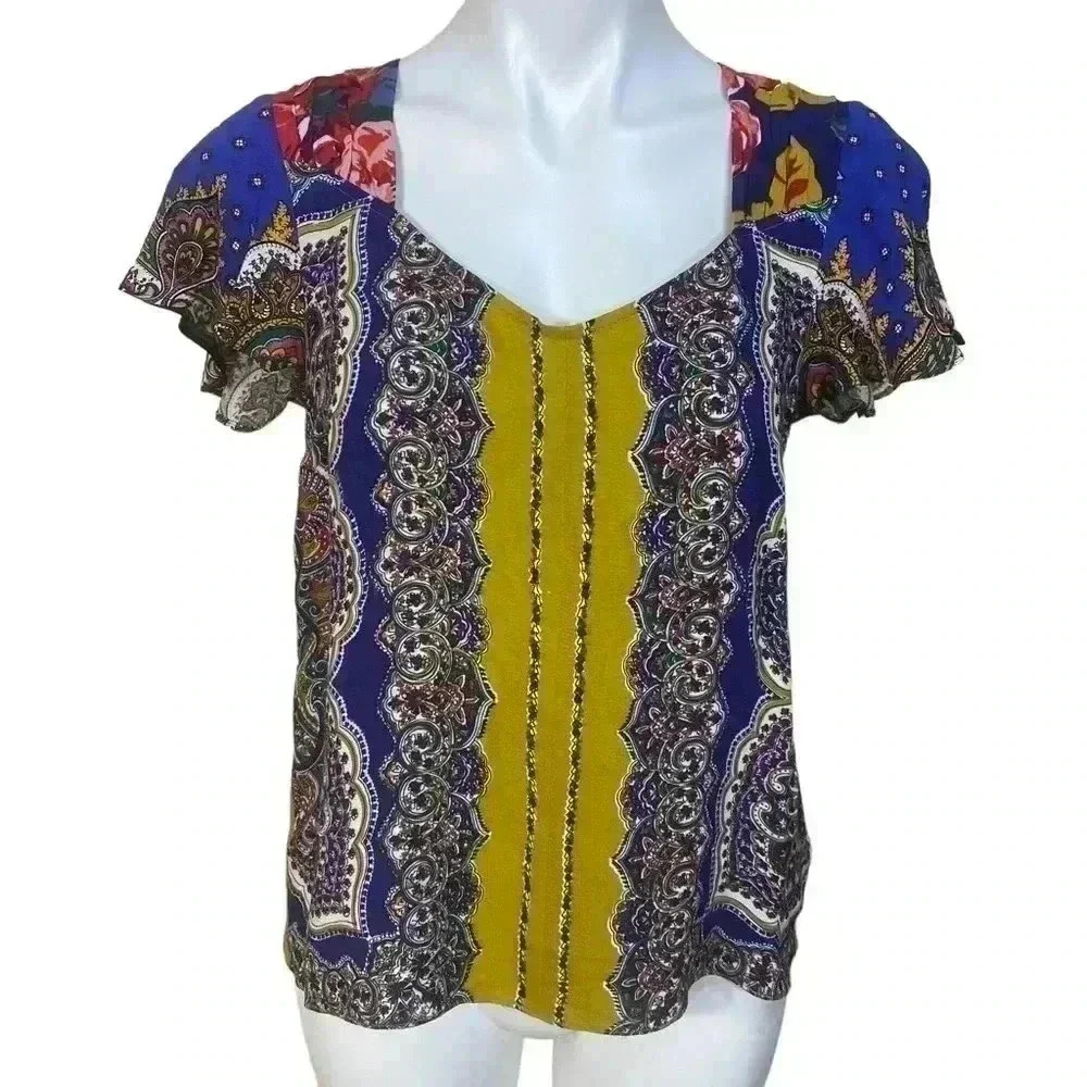 Moulinette Soeurs By Anthropologie Size 4  Floral paisley patterned Top